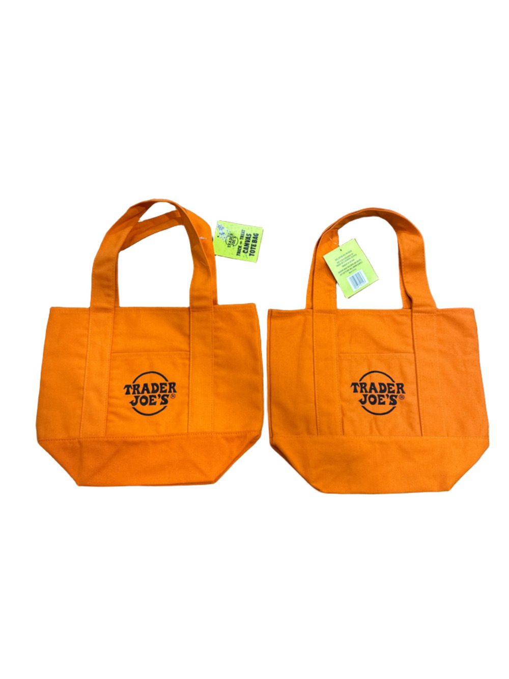 NWT (2) Trader Joe's mini orange tote bags
